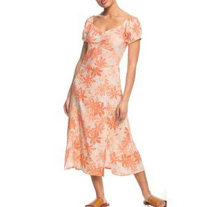 Roxy Floral Orange Midi Dress